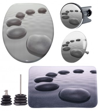6-teiliges Badezimmer Set Black Stones