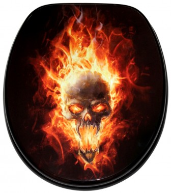 WC-Sitz Totenkopf in Flammen - Premium Toilettendeckel direkt vom Hersteller