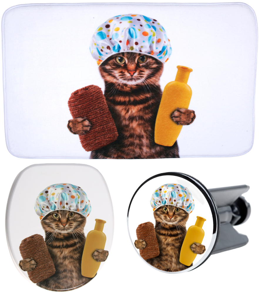 3-teiliges Badezimmer Set Shower Cat-SET3Shower-Cat