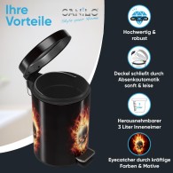 Kosmetikeimer Totenkopf in Flammen 3 Liter