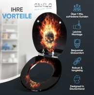 Soft Close Toilet Seat Skull in Flames