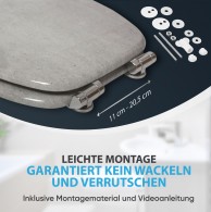 WC-Sitz mit Absenkautomatik Beton - Premium Toilettendeckel direkt vom Hersteller