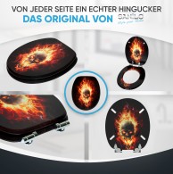 WC-Sitz mit Absenkautomatik Totenkopf in Flammen - Premium Toilettendeckel direkt vom Hersteller