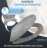 WC-Sitz mit Absenkautomatik und Schnellverschluss Beton - Premium Toilettendeckel direkt vom Hersteller