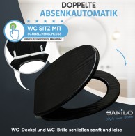 WC-Sitz mit Absenkautomatik und Schnellverschluss Black Wood - Premium Toilettendeckel direkt vom Hersteller