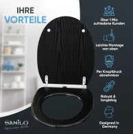 WC-Sitz mit Absenkautomatik und Schnellverschluss Black Wood - Premium Toilettendeckel direkt vom Hersteller