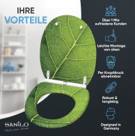 WC-Sitz mit Absenkautomatik und Schnellverschluss Blatt - Premium Toilettendeckel direkt vom Hersteller