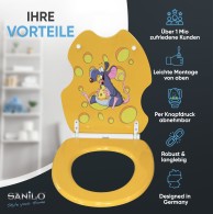 WC-Sitz mit Absenkautomatik und Schnellverschluss Cheesy - Premium Toilettendeckel direkt vom Hersteller