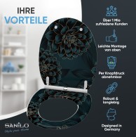 WC-Sitz mit Absenkautomatik und Schnellverschluss Dahlien - Premium Toilettendeckel direkt vom Hersteller