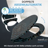 WC-Sitz mit Absenkautomatik und Schnellverschluss Dahlien - Premium Toilettendeckel direkt vom Hersteller