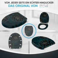 WC-Sitz mit Absenkautomatik und Schnellverschluss Dahlien - Premium Toilettendeckel direkt vom Hersteller