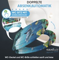 WC-Sitz mit Absenkautomatik und Schnellverschluss Delphin Korallen - Premium Toilettendeckel direkt vom Hersteller