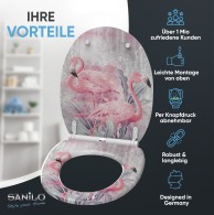 WC-Sitz mit Absenkautomatik und Schnellverschluss Flamingo 2 - Premium Toilettendeckel direkt vom Hersteller