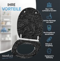 WC-Sitz mit Absenkautomatik und Schnellverschluss Floral - Premium Toilettendeckel direkt vom Hersteller