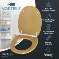 WC-Sitz mit Absenkautomatik und Schnellverschluss Glitzer Gold - Premium Toilettendeckel direkt vom Hersteller