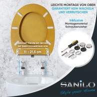 WC-Sitz mit Absenkautomatik und Schnellverschluss Glitzer Gold - Premium Toilettendeckel direkt vom Hersteller