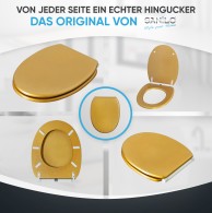 WC-Sitz mit Absenkautomatik und Schnellverschluss Glitzer Gold - Premium Toilettendeckel direkt vom Hersteller