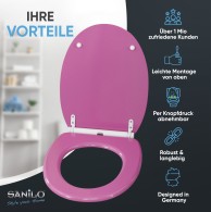 WC-Sitz mit Absenkautomatik und Schnellverschluss Glitzer Pink - Premium Toilettendeckel direkt vom Hersteller