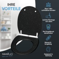 WC-Sitz mit Absenkautomatik und Schnellverschluss Glitzer Schwarz - Premium Toilettendeckel direkt vom Hersteller