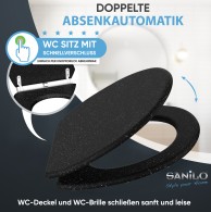WC-Sitz mit Absenkautomatik und Schnellverschluss Glitzer Schwarz - Premium Toilettendeckel direkt vom Hersteller