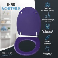 WC-Sitz mit Absenkautomatik und Schnellverschluss Glitzer Lila - Premium Toilettendeckel direkt vom Hersteller