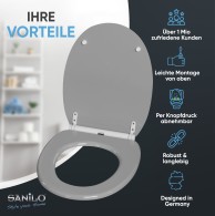 WC-Sitz mit Absenkautomatik und Schnellverschluss Manhattan Grau - Premium Toilettendeckel direkt vom Hersteller