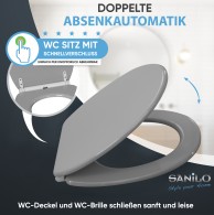 WC-Sitz mit Absenkautomatik und Schnellverschluss Manhattan Grau - Premium Toilettendeckel direkt vom Hersteller
