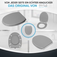 WC-Sitz mit Absenkautomatik und Schnellverschluss Manhattan Grau - Premium Toilettendeckel direkt vom Hersteller