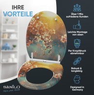 WC-Sitz mit Absenkautomatik und Schnellverschluss Kirschblüte - Premium Toilettendeckel direkt vom Hersteller