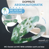 WC-Sitz mit Absenkautomatik und Schnellverschluss Margeriten - Premium Toilettendeckel direkt vom Hersteller