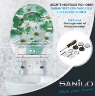 WC-Sitz mit Absenkautomatik und Schnellverschluss Margeriten - Premium Toilettendeckel direkt vom Hersteller