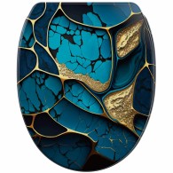 WC-Sitz mit Absenkautomatik und Schnellverschluss Marmor Cobalt - Premium Toilettendeckel direkt vom Hersteller