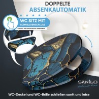 WC-Sitz mit Absenkautomatik und Schnellverschluss Marmor Cobalt - Premium Toilettendeckel direkt vom Hersteller