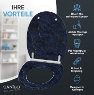 WC-Sitz mit Absenkautomatik und Schnellverschluss Marmor Darkblue - Premium Toilettendeckel direkt vom Hersteller