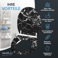 WC-Sitz mit Absenkautomatik und Schnellverschluss Marmor Schwarz - Premium Toilettendeckel direkt vom Hersteller