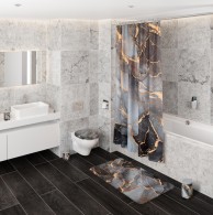 3-teiliges Badezimmer Set Marmor Abstakt