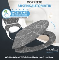 WC-Sitz mit Absenkautomatik und Schnellverschluss Marmor Grau - Premium Toilettendeckel direkt vom Hersteller