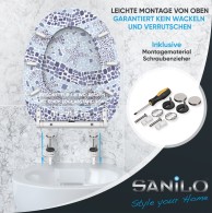 WC-Sitz mit Absenkautomatik und Schnellverschluss Mosaic World - Premium Toilettendeckel direkt vom Hersteller