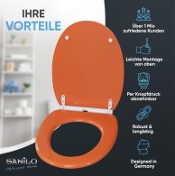 WC-Sitz mit Absenkautomatik und Schnellverschluss Orange - Premium Toilettendeckel direkt vom Hersteller