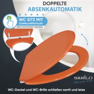 WC-Sitz mit Absenkautomatik und Schnellverschluss Orange - Premium Toilettendeckel direkt vom Hersteller