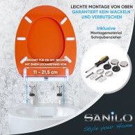 WC-Sitz mit Absenkautomatik und Schnellverschluss Orange - Premium Toilettendeckel direkt vom Hersteller