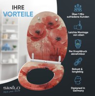 WC-Sitz mit Absenkautomatik und Schnellverschluss Poppy - Premium Toilettendeckel direkt vom Hersteller