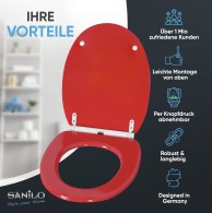 WC-Sitz mit Absenkautomatik und Schnellverschluss Rot - Premium Toilettendeckel direkt vom Hersteller