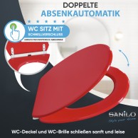 WC-Sitz mit Absenkautomatik und Schnellverschluss Rot - Premium Toilettendeckel direkt vom Hersteller