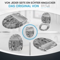 WC-Sitz mit Absenkautomatik und Schnellverschluss Skyline New York - Premium Toilettendeckel direkt vom Hersteller