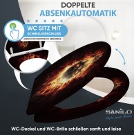 WC-Sitz mit Absenkautomatik und Schnellverschluss Totenkopf in Flammen - Premium Toilettendeckel direkt vom Hersteller