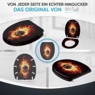 WC-Sitz mit Absenkautomatik und Schnellverschluss Totenkopf in Flammen - Premium Toilettendeckel direkt vom Hersteller