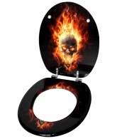 WC-Sitz Totenkopf in Flammen - Premium Toilettendeckel direkt vom Hersteller